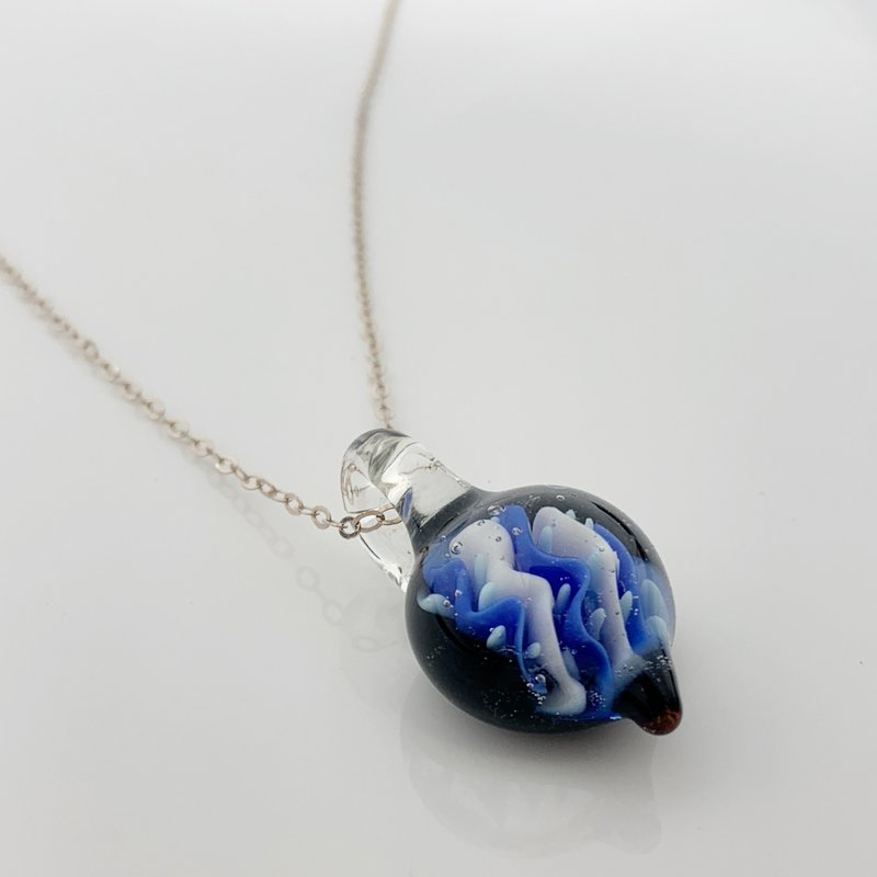 琉璃珠坠饰 - 项链 - 玻璃 蓝色