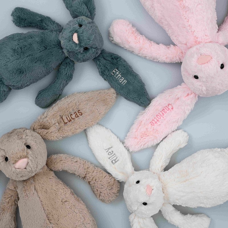 定制化刺绣 36cm 经典灰兔 Bashful Beige Bunny - 玩偶/公仔 - 聚酯纤维 银色