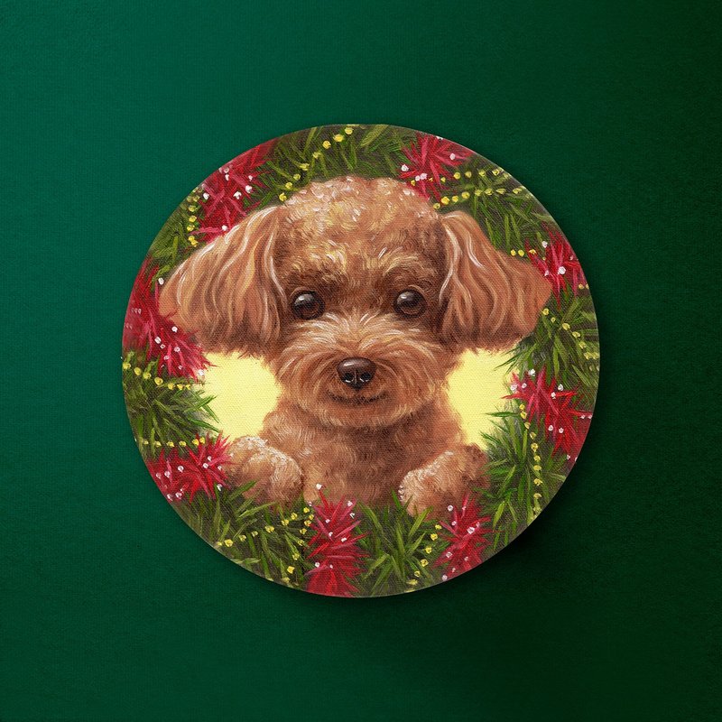 【体验】台中油画体验课程/毛小孩圣诞限定-圣诞花圈/台中画室 - 插画/绘画/写字 - 棉．麻 