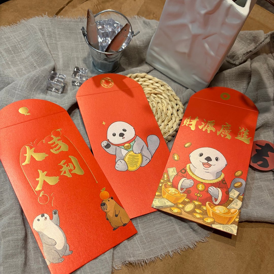 原创彩绘烫金红包袋 -3 入/组 新年红包袋 - 红包/春联 - 纸 红色