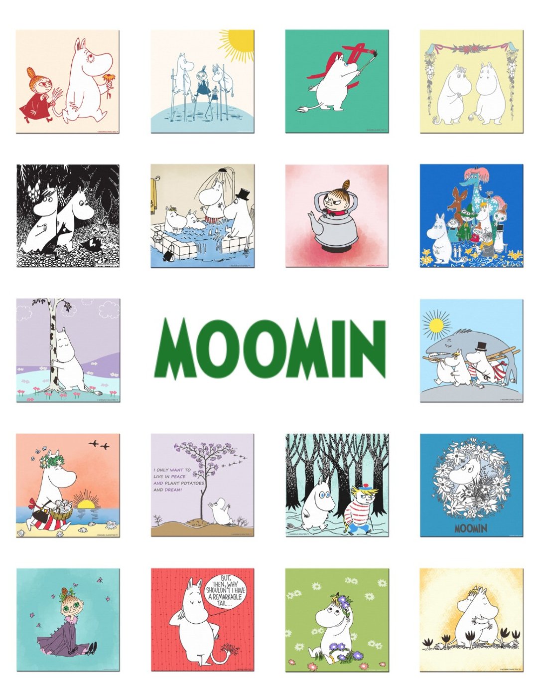Moomin授权-无框画 50*50cm ( 多款可选) - 墙贴/壁贴 - 棉 蓝色
