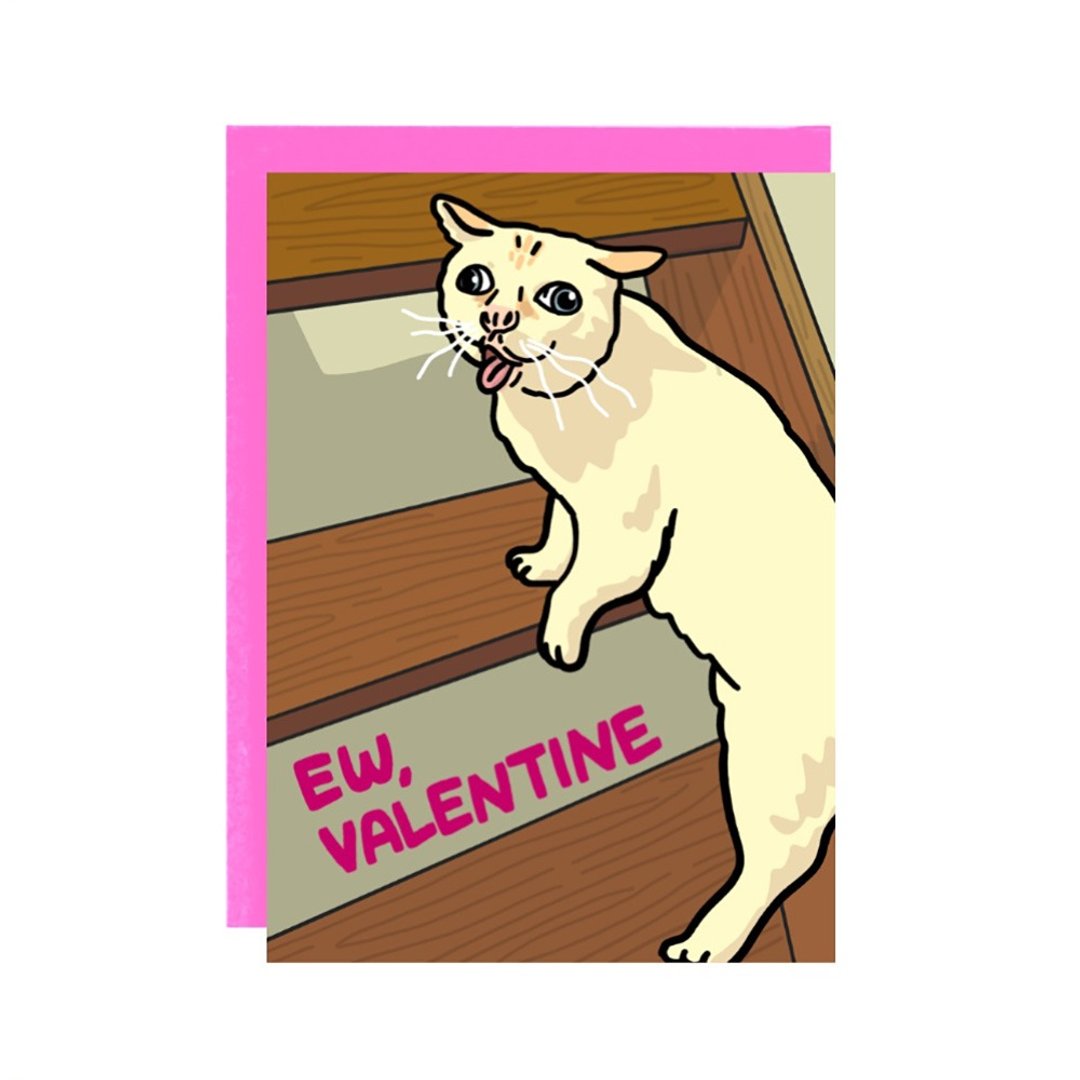 Ew Valentines 恶搞猫咪、呕吐迷因、反情人节、分手祝福卡 - 卡片/明信片 - 纸 