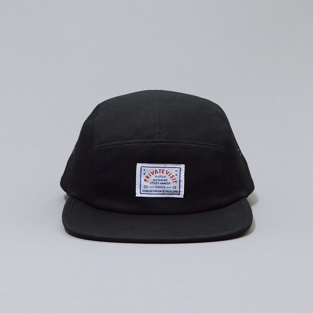 Private Visit Team Cap 五分割帽 - Black - 帽子 - 棉 黑色