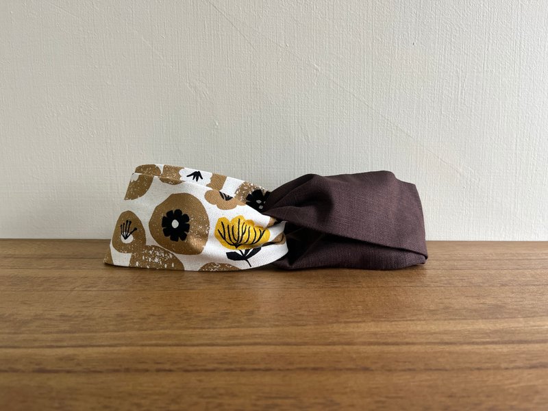 双拼发带 / 咖啡花 - 咖啡 - 发带/发箍 - 棉．麻 咖啡色