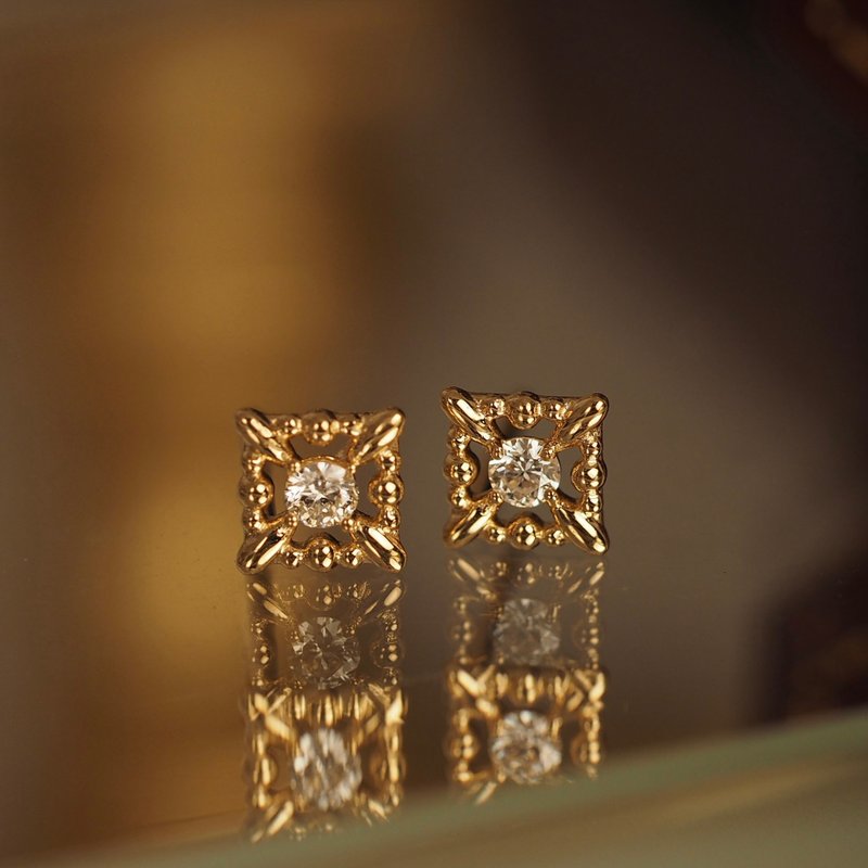18K金璀璨夺目的钻石耳环 18K Gold The Magnificent Diamond Ear - 耳环/耳夹 - 贵金属 