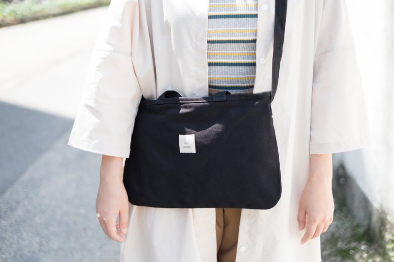 日常私事包 - 黑色 - 手拿包 - 棉．麻 黑色