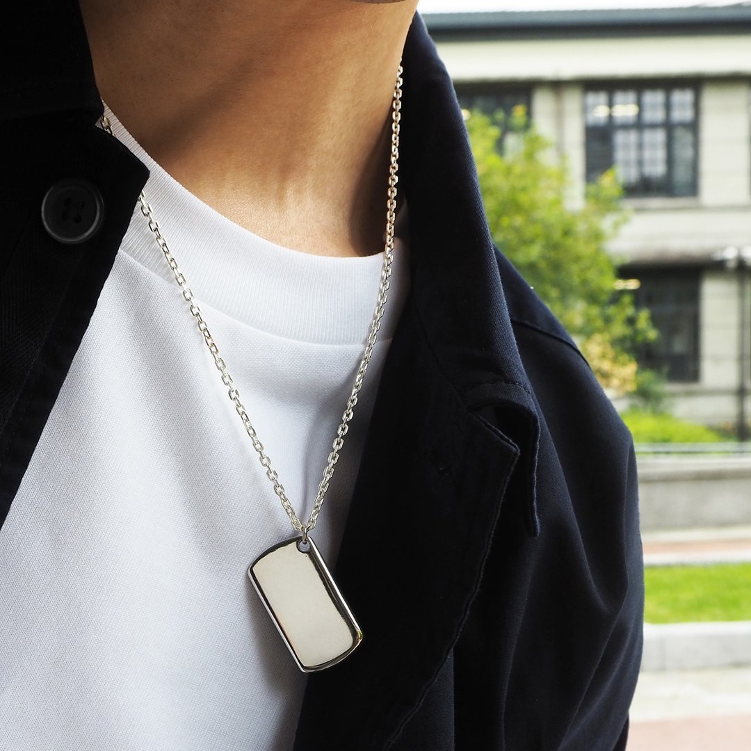 【定制化礼物】military dog tag necklace_军牌项链 对链 情侣链 - 项链 - 银 银色