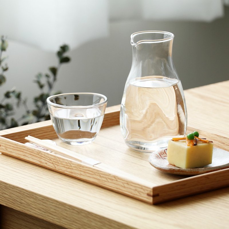 日本ADERIA 手仿陶吟酿杯90ml / 清酒壶290ml - 酒杯/酒器 - 玻璃 透明