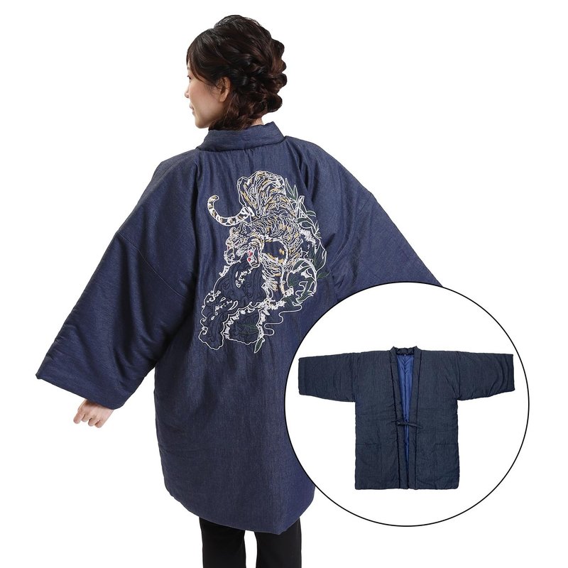 半缠 外套 罩衫 日本 日式 刺繍 横须贺 和服 男女通用 M-L 蓝 - 中性连帽卫衣/T 恤 - 棉．麻 蓝色
