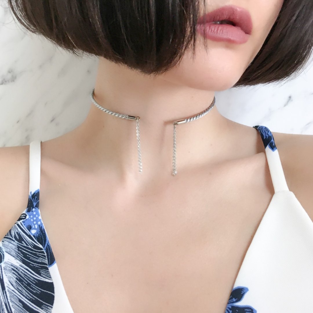 Silver rope wire choker SV025S - 颈链 - 其他金属 银色