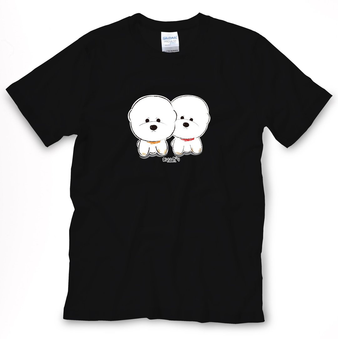 小饭团 中性T恤 Bichon 比熊 小葱双胞胎兄弟档 黑色短T - 中性连帽卫衣/T 恤 - 棉 白色