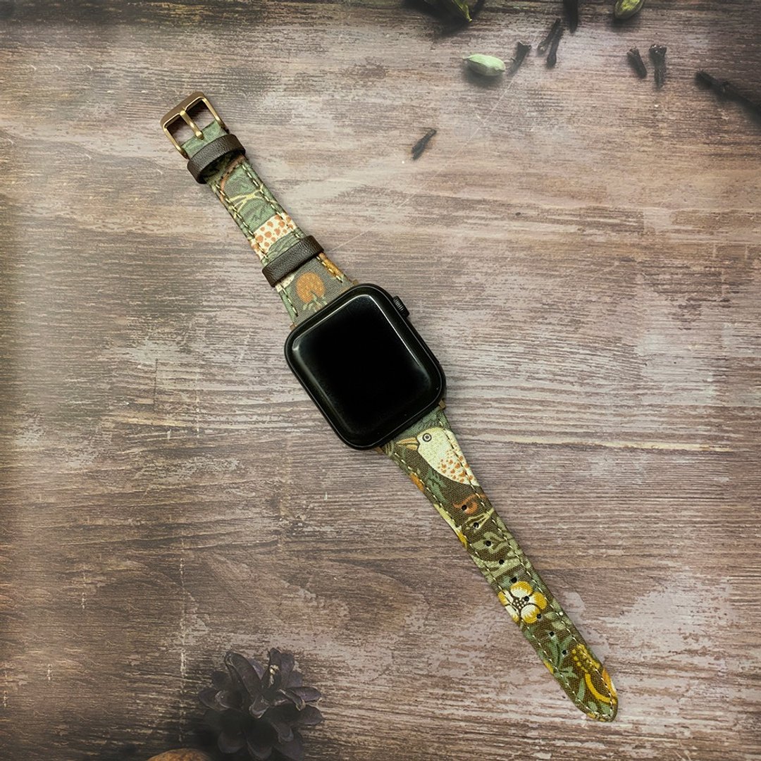Apple Watch 38/40/41mm  BEST OF MORRIS 限量联名款表带 - 棕色 - 表带 - 棉 绿色
