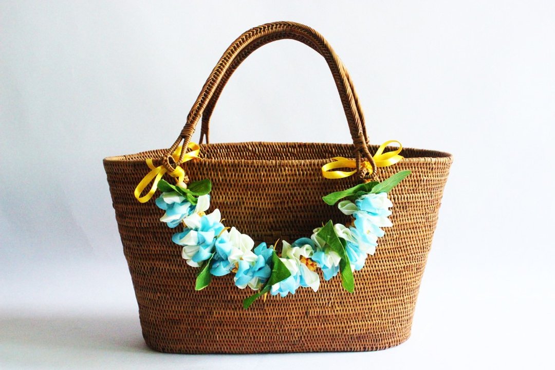 Bag Charm,B crocus,ribbon lei,bag accessories,corsage,ribbon - 吊饰 - 棉 蓝色