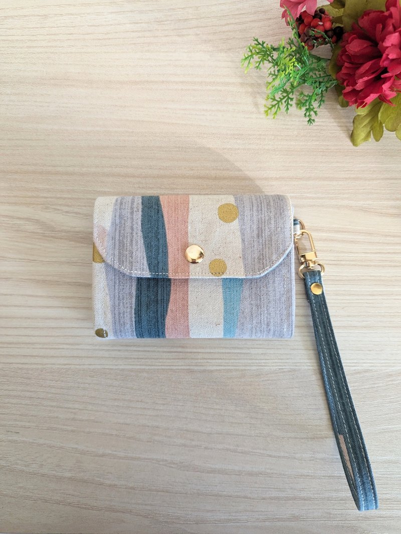 四层钱包-人气渐层粉款 6卡层+挂绳 - 零钱包 - 棉．麻 