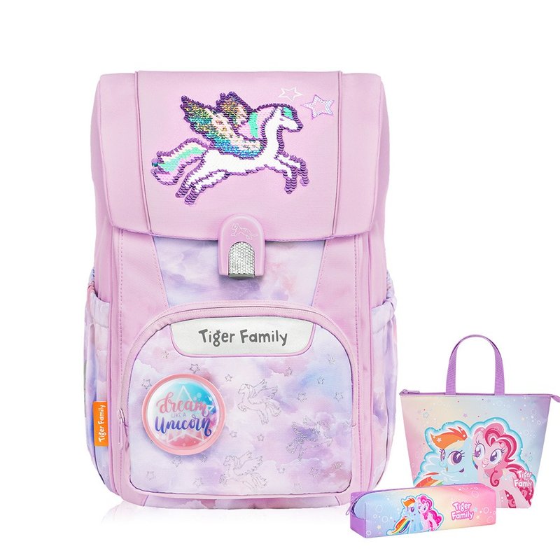 飞跃 超轻量护脊书包 Pro 2S -飞马星愿 (亮片款) | 中年级适用 - 后背包/双肩包 - 防水材质 粉红色