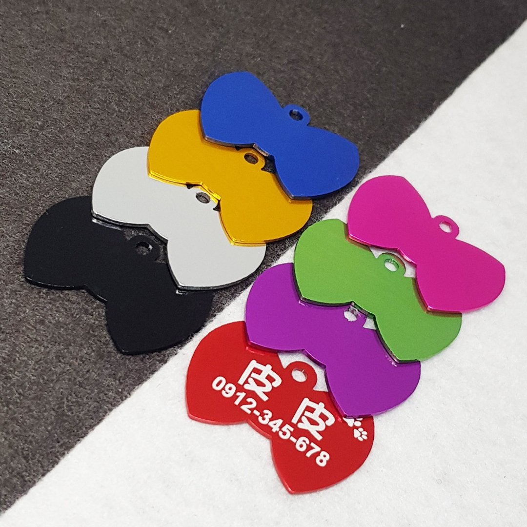 【Fulgor Jewel】富狗名牌 宠物吊牌 狗牌猫牌 免费单面刻字 领结 - 项圈/牵绳 - 铝合金 