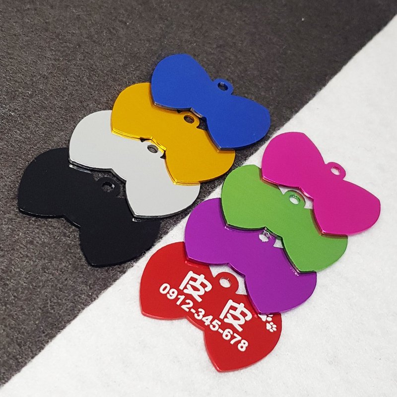 【Fulgor Jewel】富狗名牌 宠物吊牌 狗牌猫牌 免费单面刻字 领结 - 项圈/牵绳 - 铝合金 
