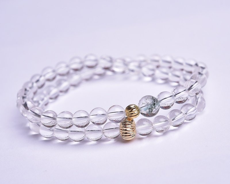 白水晶圆珠2圈手链搭配绿幽灵配件 很显肤色 佩戴高贵大气 - 手链/手环 - 水晶 