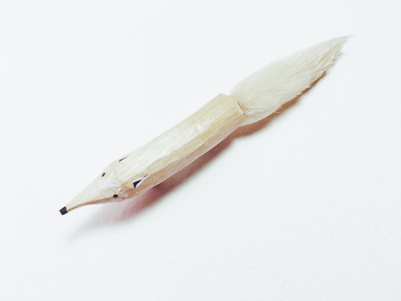 手绘胸针 - 狐狸 - 胸针 - 木头 卡其色