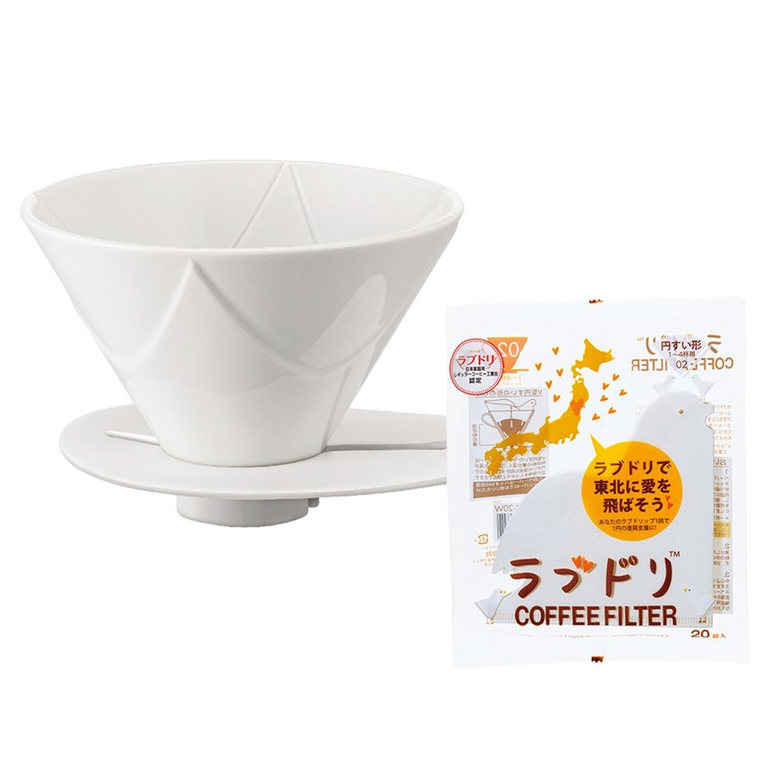 HARIO V60磁石01无限滤杯 附爱情白鸽滤纸/VDMU-02-CW - 咖啡壶/周边 - 陶 白色