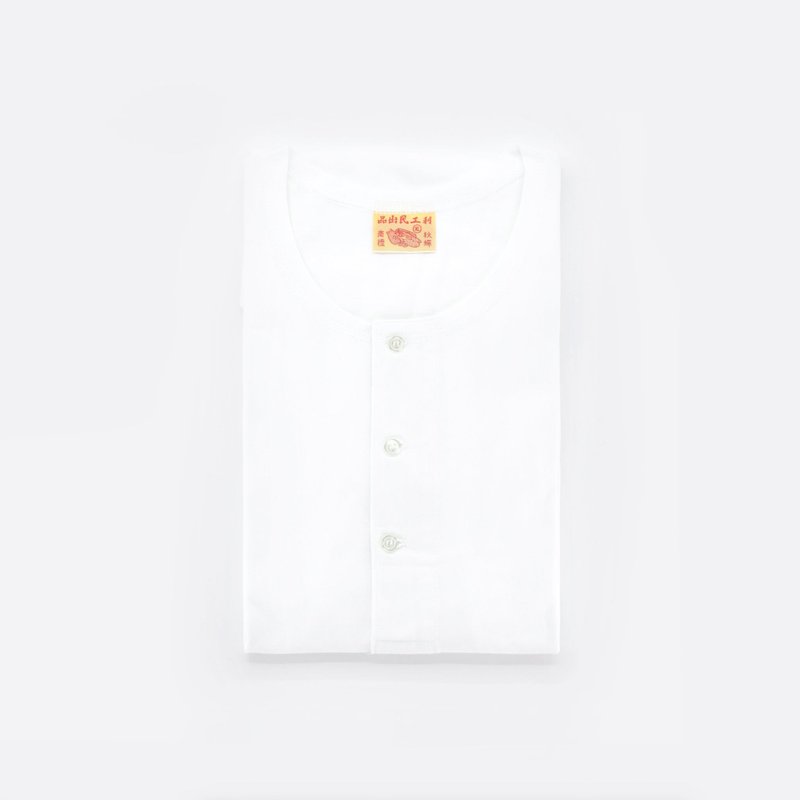 【利工民】秋蝉－厚笠半胸白色短袖Tee - 中性连帽卫衣/T 恤 - 棉．麻 