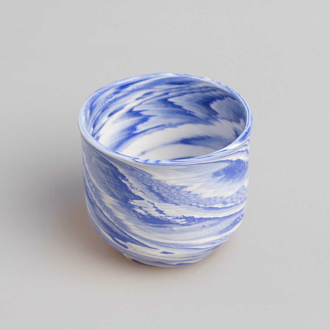 Porcelain handmade cup, nerikomi pottery, exquisite japanese style ornament - 其他杯子 - 其他材质 蓝色