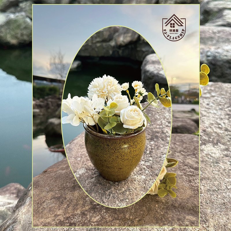 FJ 黑金泼点 花器 - 花瓶/陶器 - 陶 