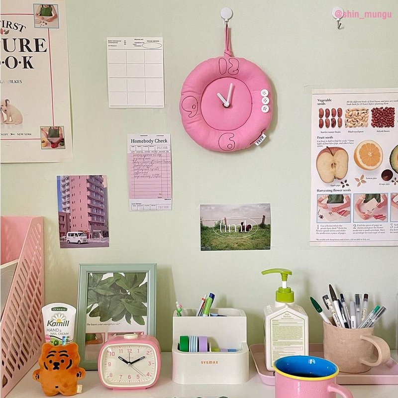 胖胖的时钟（粉红色） - 时钟/闹钟 - 棉．麻 粉红色