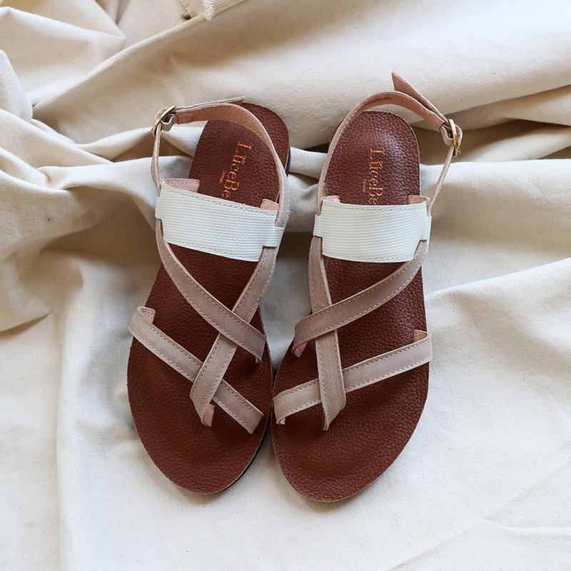 【十里南方】羊皮罗马凉鞋-灰白色 - 男女凉鞋 - 真皮 灰色