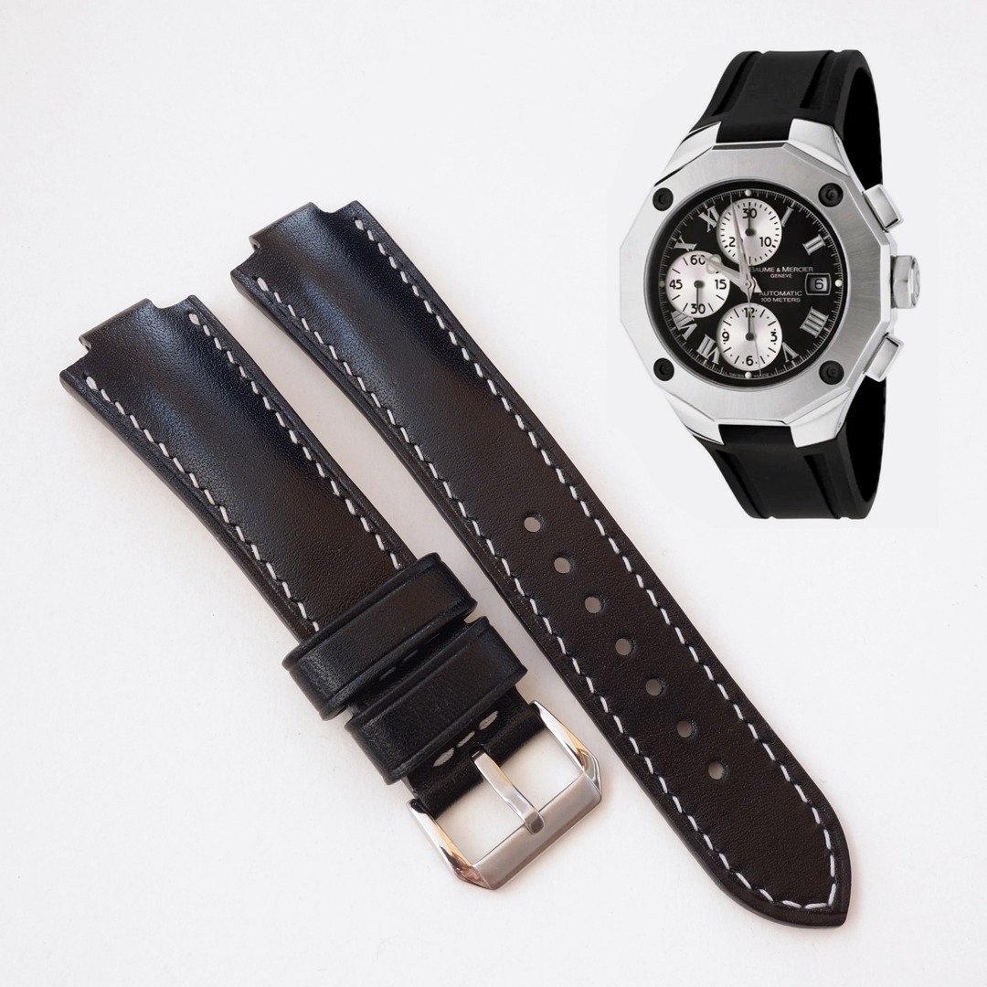 名士 Riviera Chronograph 43毫米黑色表带 - 表带 - 真皮 黑色