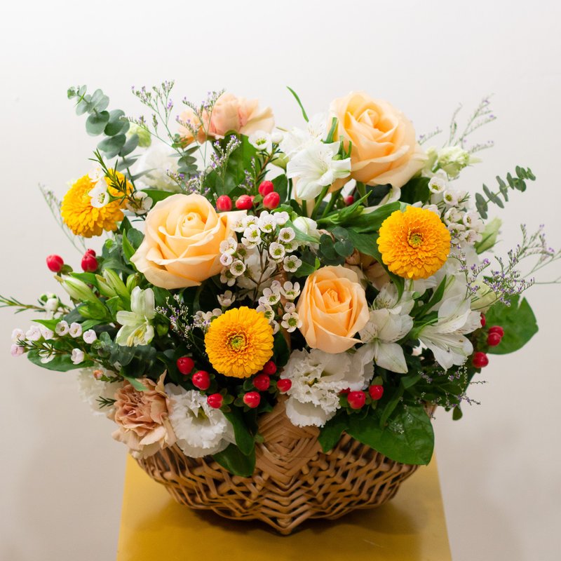 油彩艳阳黄花篮 - 植栽/盆栽 - 植物．花 黄色