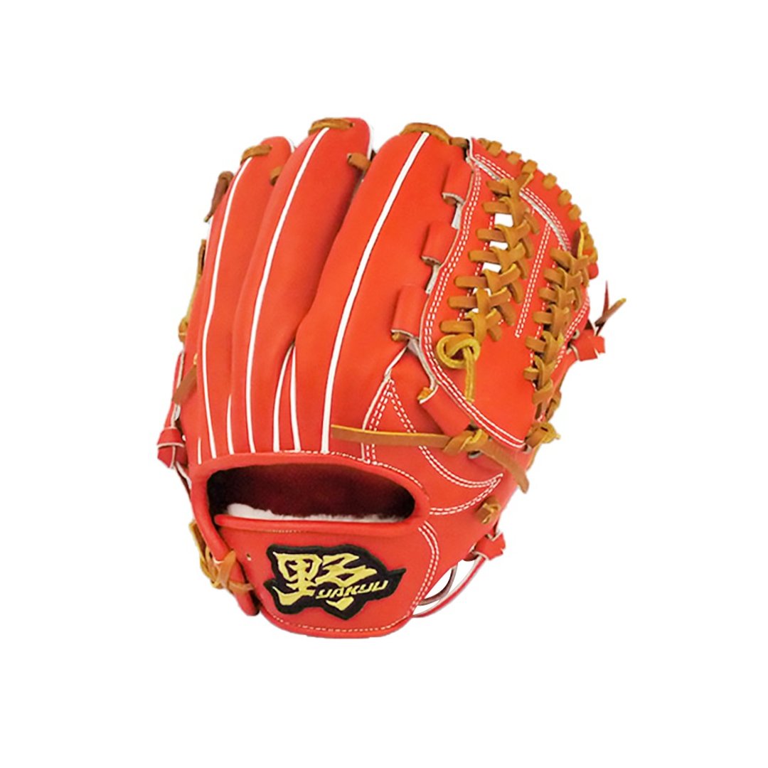 【野YAKYU】GLOVE硬式牛皮(11.75吋)密网球档 - 橘红 - 运动配件 - 真皮 橘色