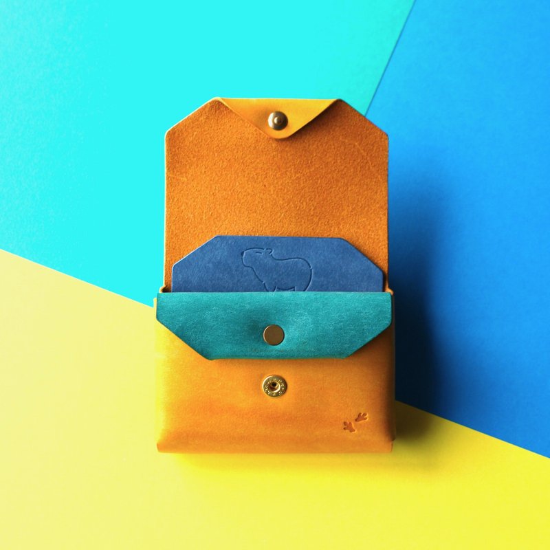 水豚设计款轻巧钱包 黄 x 绿松石 x 蓝 - 皮夹/钱包 - 真皮 黄色