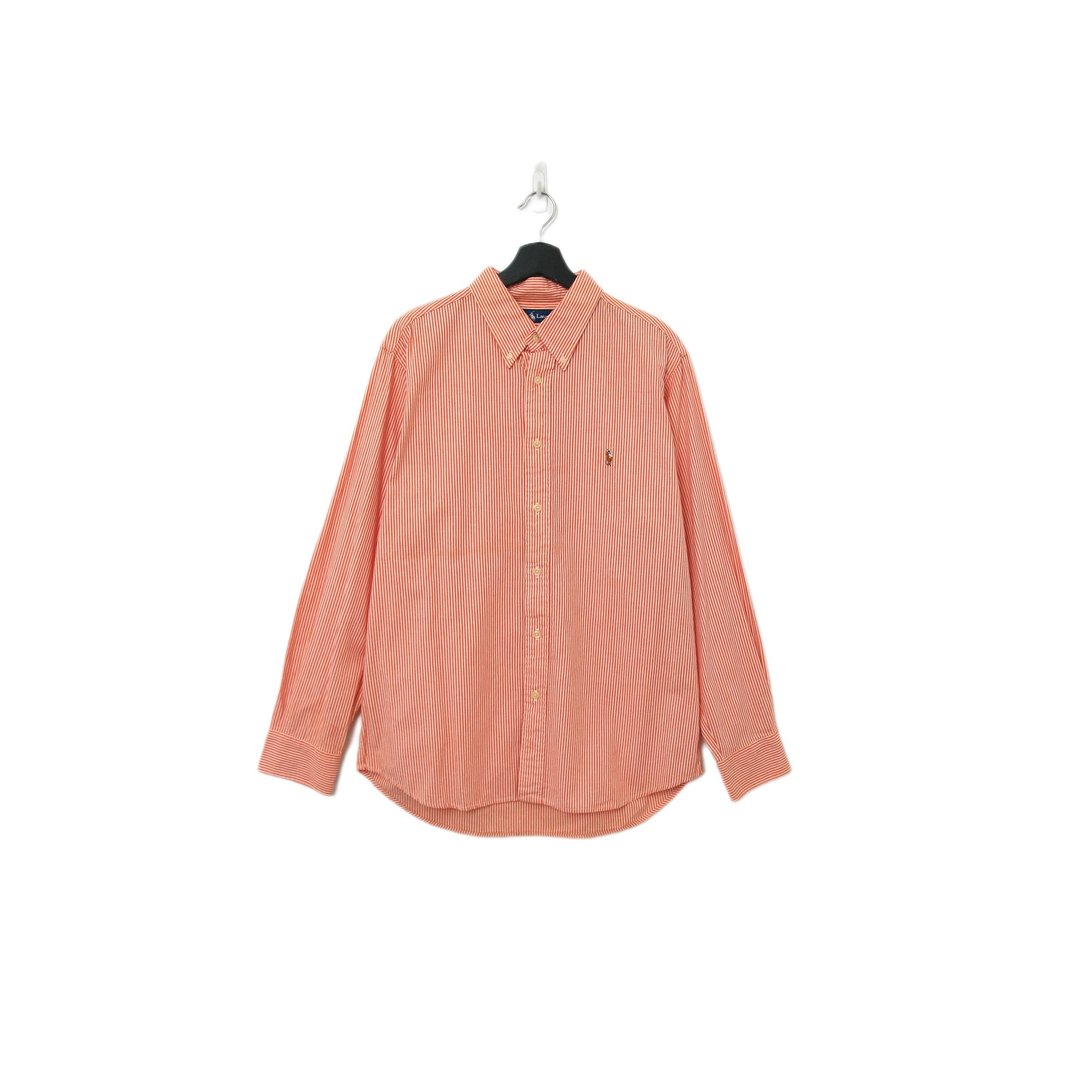 Back to Green-品牌衬衫 Polo 橘色条纹 sh-04//vintage shirt - 男装衬衫 - 棉．麻 