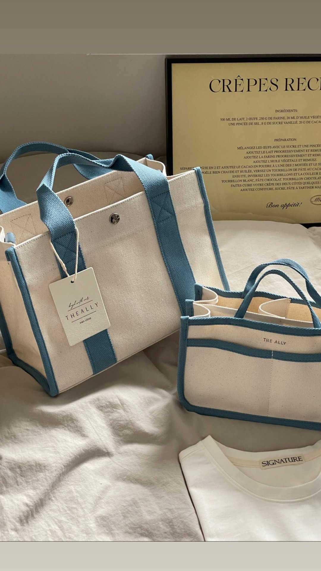 韩国 The Ally | LUNA BAG (附内袋)| 蓝色 | 手袋 单肩包 - 手提包/手提袋 - 棉 蓝色