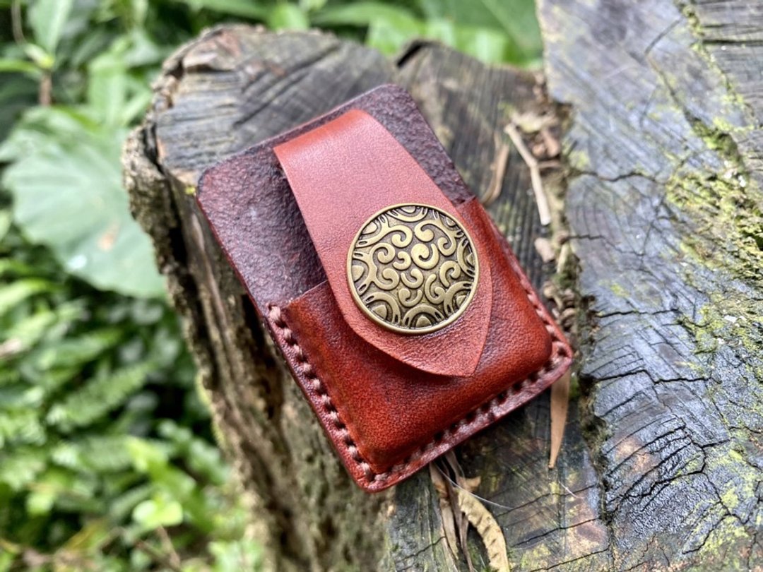 【手工制 】财布扣打火机皮套(for ZIPPO)(不含打火机) - 其他 - 真皮 橘色