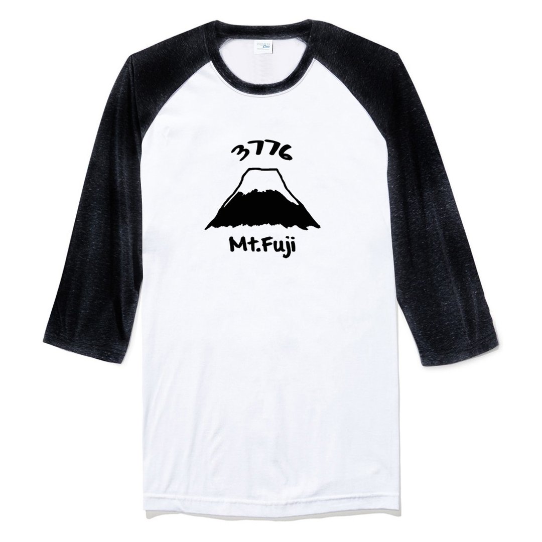 Mt Fuji 3776【现货】 中性七分袖T恤 白黑色 富士山 日本 风景 樱花 太阳 雪 自创 品牌 文青 Hipster - 男装上衣/T 恤 - 棉 白色