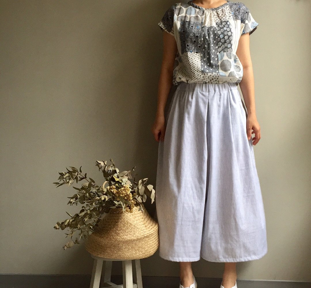 #森林诗句  手绘风印花双层棉纱 法式袖小上衣  日本制布料 - 女装上衣 - 棉 