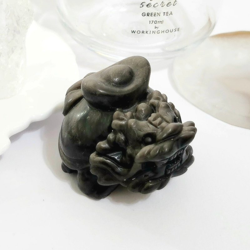 背元宝银曜石龙龟/招财/避邪挡煞之水晶 - 手链/手环 - 水晶 黑色