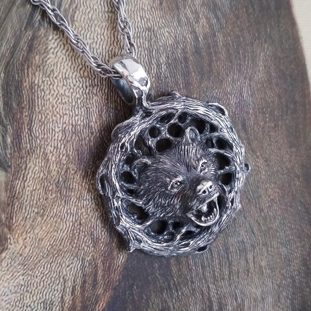 Silver Bear Pendant.Bear Pendant.Silver Bear Jewelry.Bear charm.Bear jewelry. - 项链 - 纯银 银色