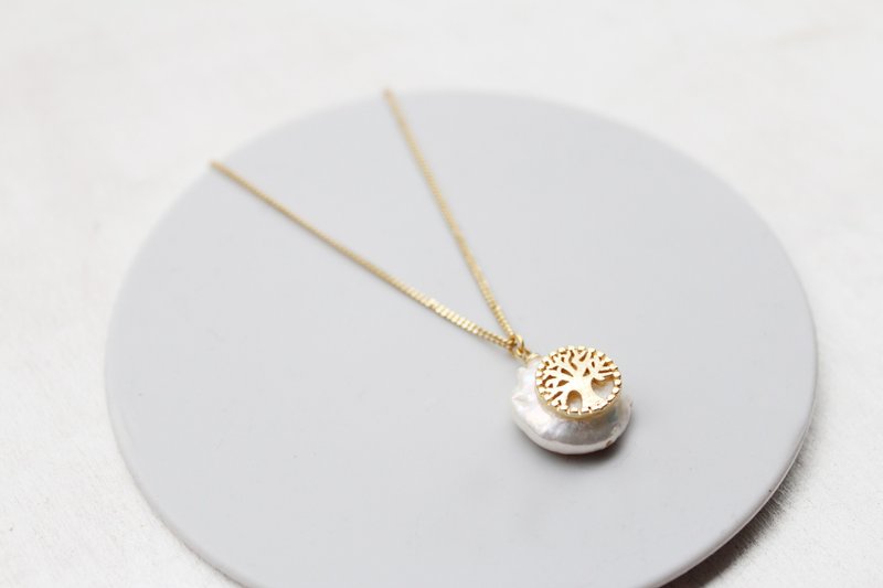 生命之树 Pearl 天然淡水珍珠项链 - 项链 - 珍珠 白色