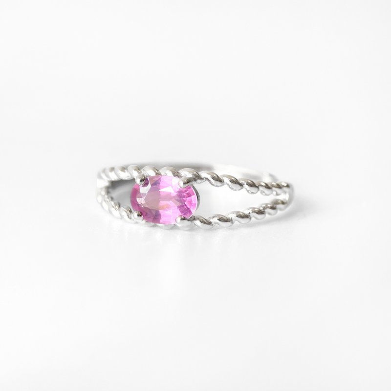 2件85折 | 印度粉碧玺纯银戒指 (粉意朦胧 肉眼全净) - 戒指 - 纯银 