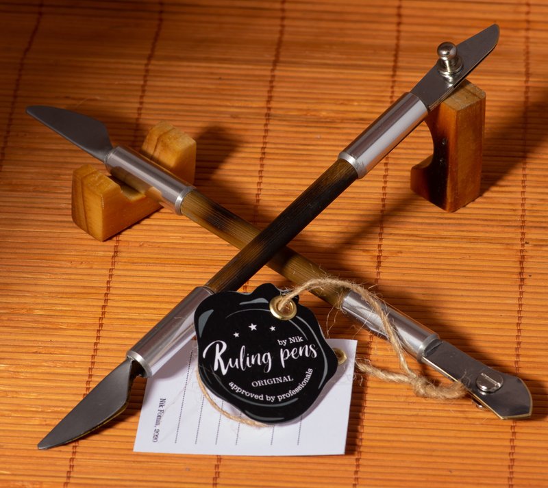 Hand made DOUBLE pen (ruling+folded) for expressive  calligraphy - 蘸水笔 - 其他金属 银色