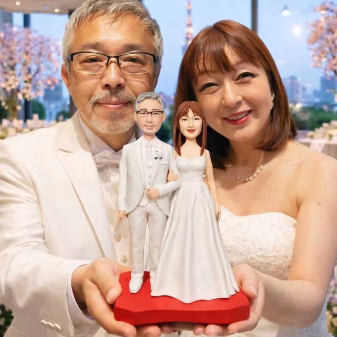 照片定制夫妻公仔 婚礼人像模型 结婚周年送老公老婆礼物 - 玩偶/公仔 - 粘土 多色
