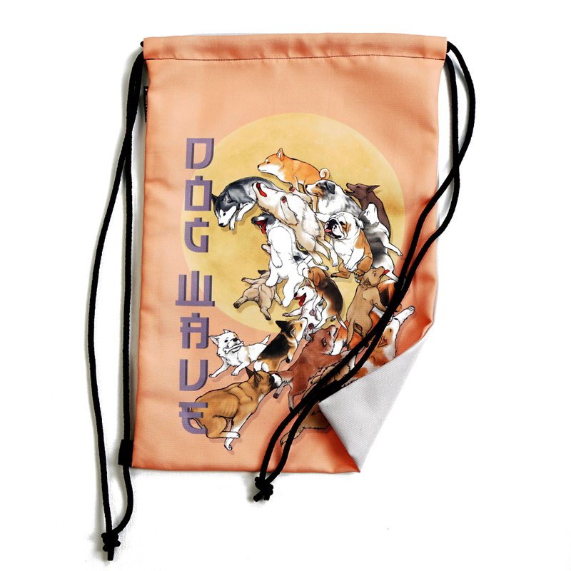 Dog wave / Cat wave / Back-Front drawstring bag Canvas Reduce global warming - 束口袋双肩包 - 其他材质 白色