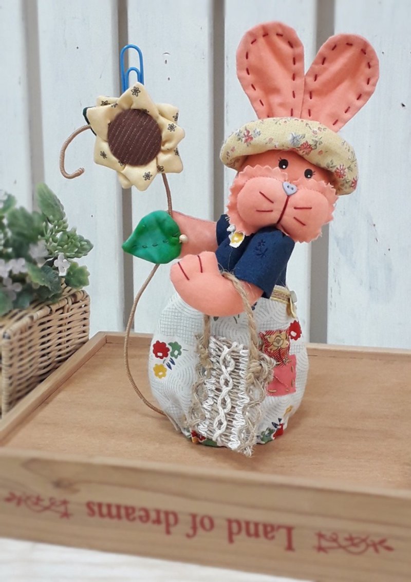 向日葵帽子兔备忘夹 - 玩偶/公仔 - 棉．麻 多色