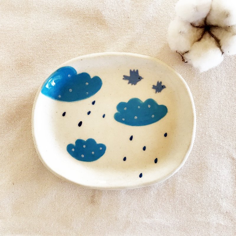 鸟与云 手绘点心盘 - 浅碟/小碟子 - 瓷 