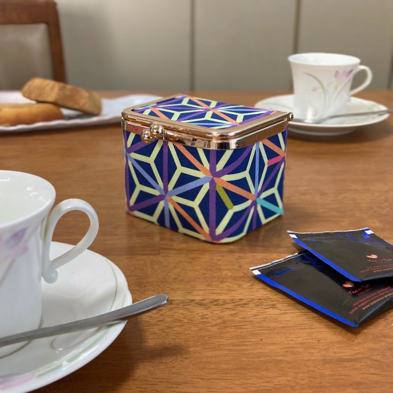 麻叶纹 口金收纳盒 - 收纳用品 - 棉．麻 蓝色