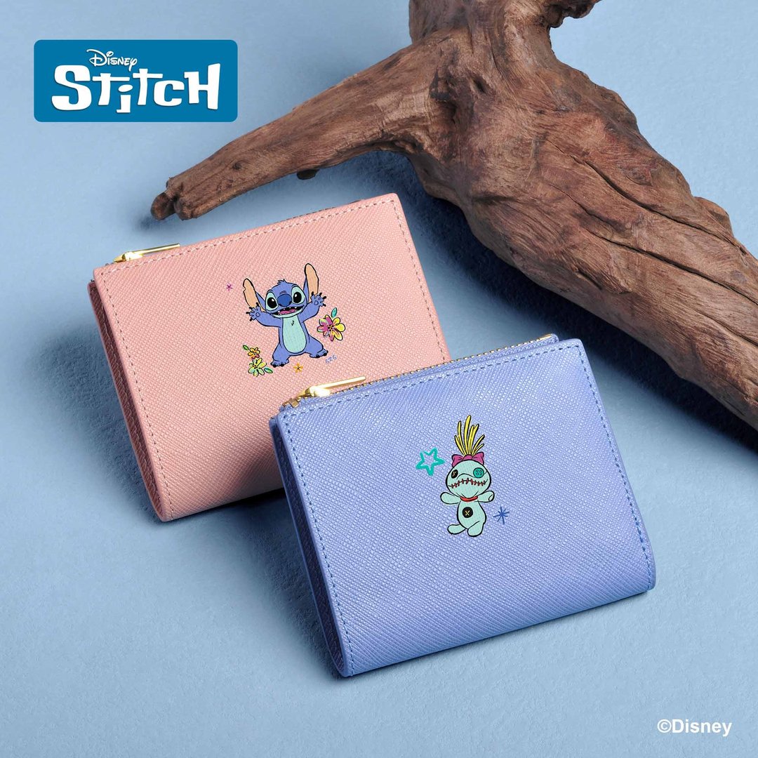 史迪仔  Stitch 限量版 定制化刻字 女生皮革小型钱包 (4色) - 皮夹/钱包 - 真皮 蓝色