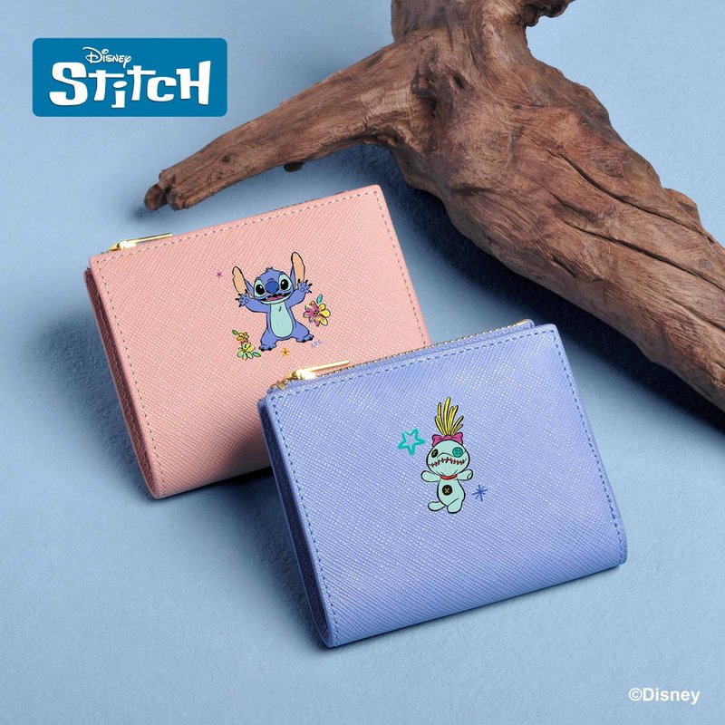 史迪仔  Stitch 限量版 定制化刻字 女生皮革小型钱包 (4色) - 皮夹/钱包 - 真皮 蓝色